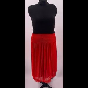 Anthropologie Red Pleated Skirt